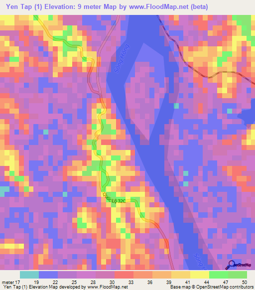 Yen Tap (1),Vietnam Elevation Map