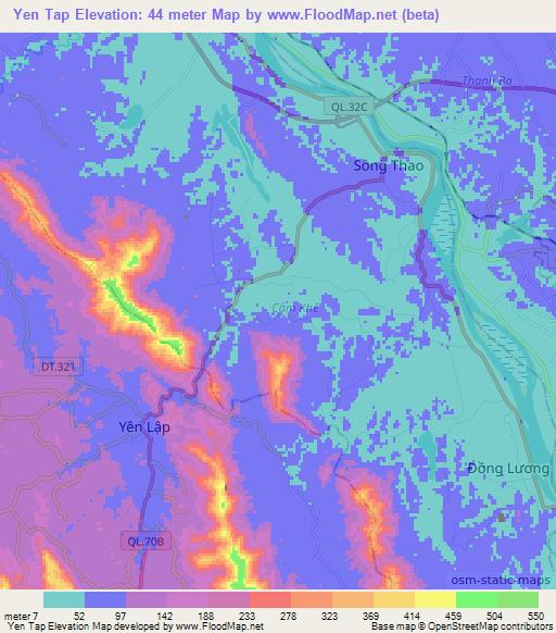 Yen Tap,Vietnam Elevation Map