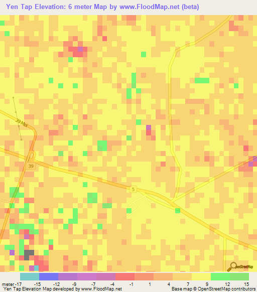 Yen Tap,Vietnam Elevation Map