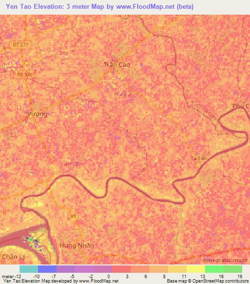 Yen Tao,Vietnam Elevation Map