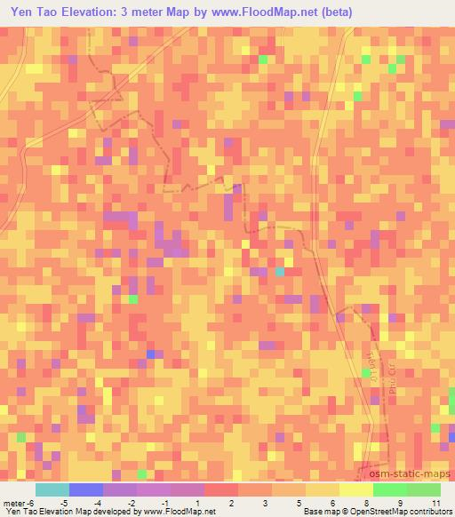 Yen Tao,Vietnam Elevation Map
