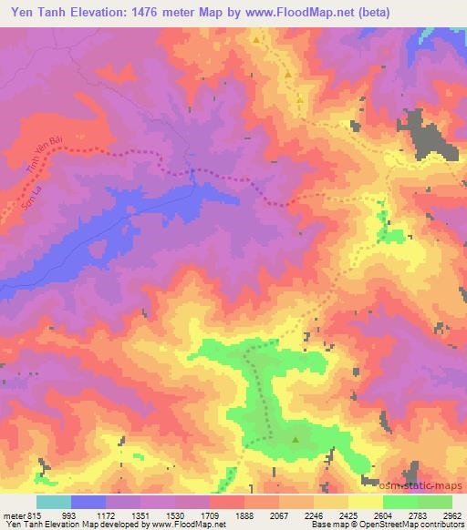 Yen Tanh,Vietnam Elevation Map