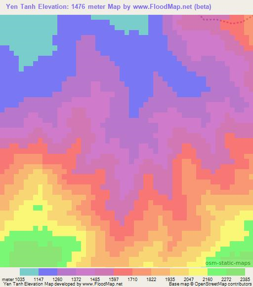 Yen Tanh,Vietnam Elevation Map