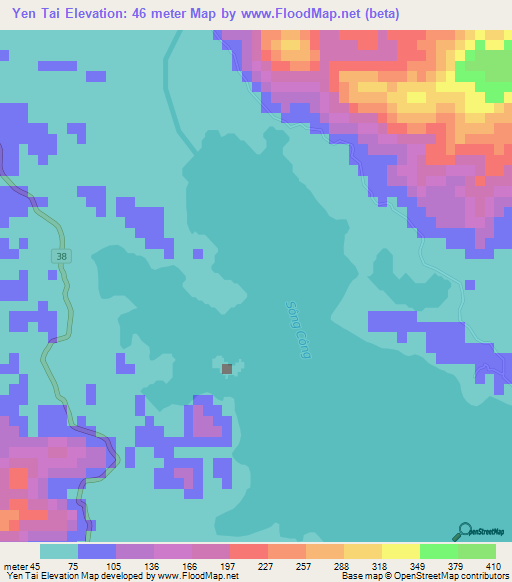 Yen Tai,Vietnam Elevation Map