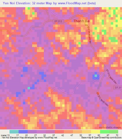 Yen Noi,Vietnam Elevation Map