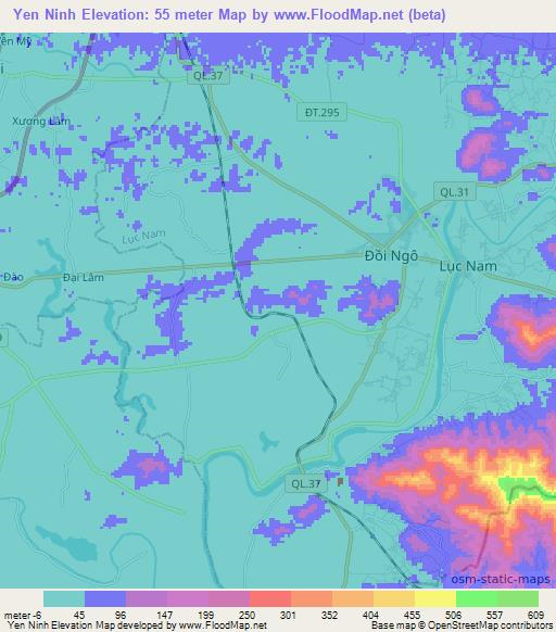 Yen Ninh,Vietnam Elevation Map