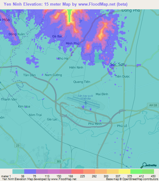 Yen Ninh,Vietnam Elevation Map