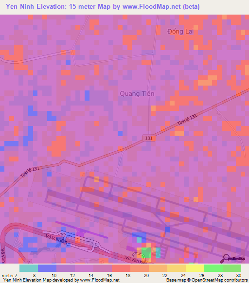 Yen Ninh,Vietnam Elevation Map