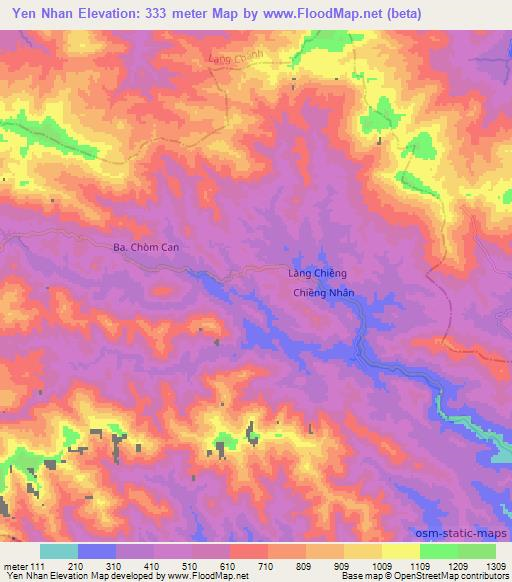 Yen Nhan,Vietnam Elevation Map