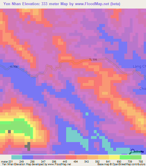 Yen Nhan,Vietnam Elevation Map