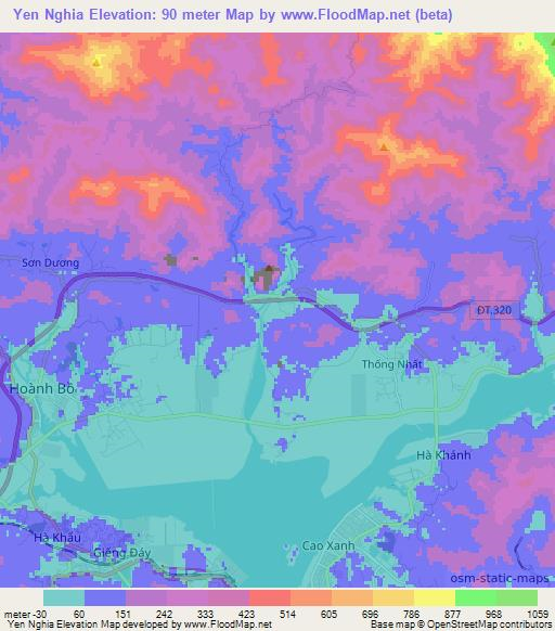 Yen Nghia,Vietnam Elevation Map