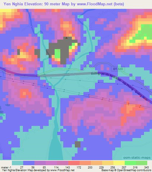 Yen Nghia,Vietnam Elevation Map