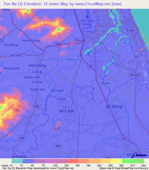 Yen Ne (3),Vietnam Elevation Map