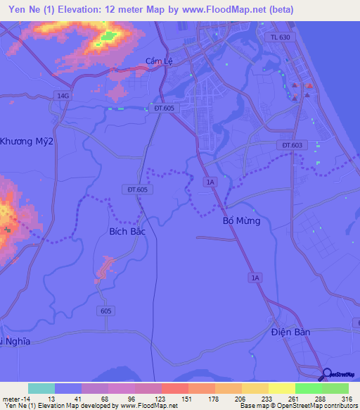 Yen Ne (1),Vietnam Elevation Map