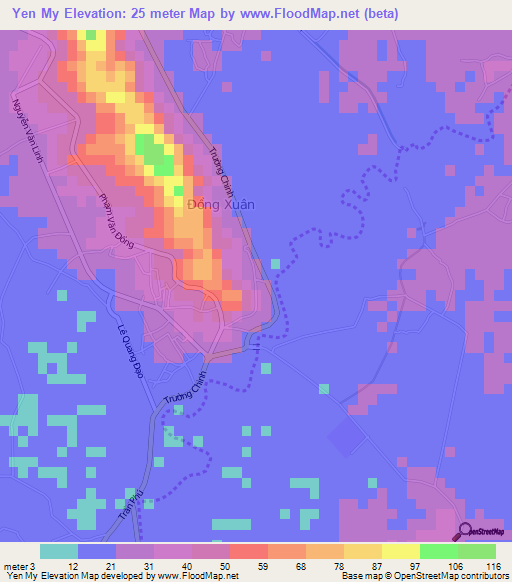 Yen My,Vietnam Elevation Map