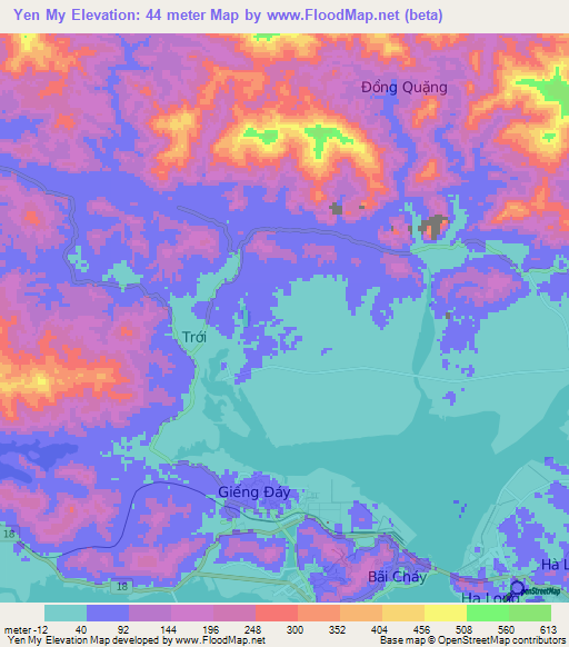 Yen My,Vietnam Elevation Map