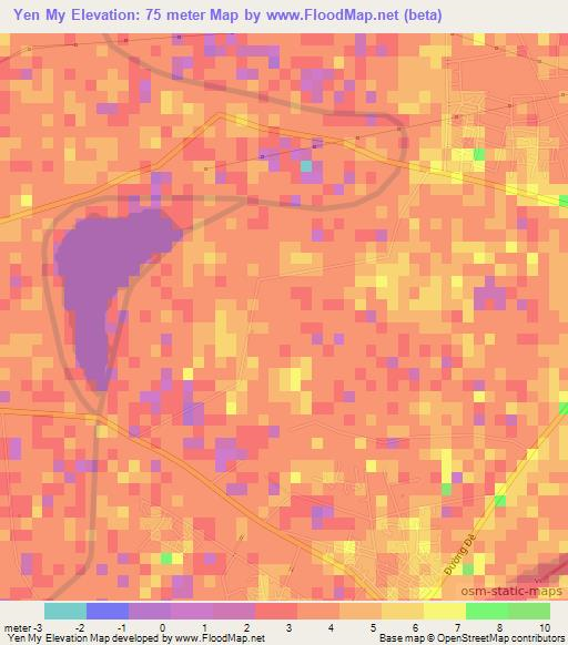 Yen My,Vietnam Elevation Map