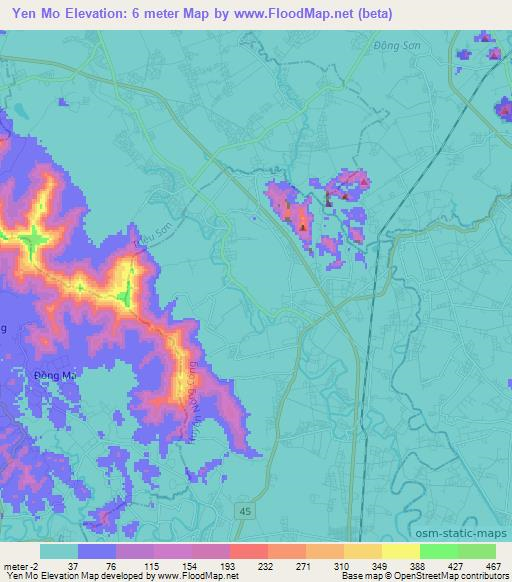 Yen Mo,Vietnam Elevation Map