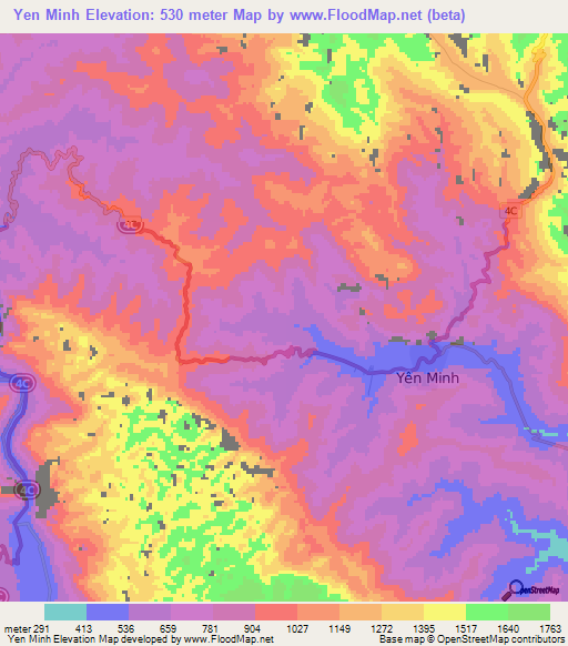 Yen Minh,Vietnam Elevation Map