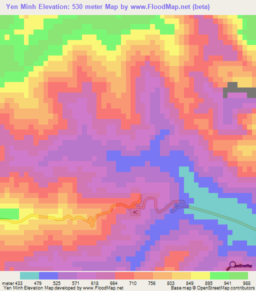 Yen Minh,Vietnam Elevation Map