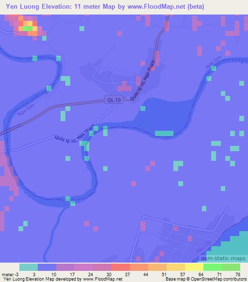 Yen Luong,Vietnam Elevation Map