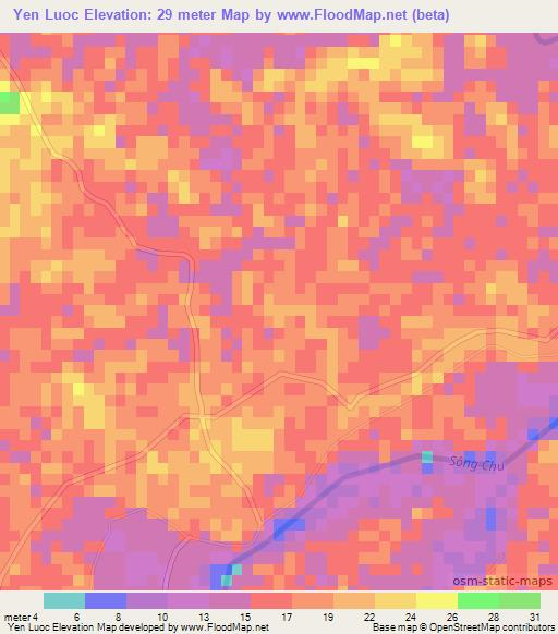 Yen Luoc,Vietnam Elevation Map