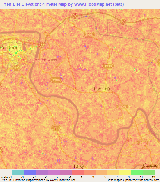 Yen Liet,Vietnam Elevation Map