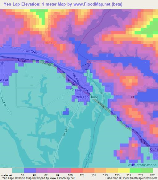 Elevation of Yen Lap,Vietnam Elevation Map, Topography, Contour