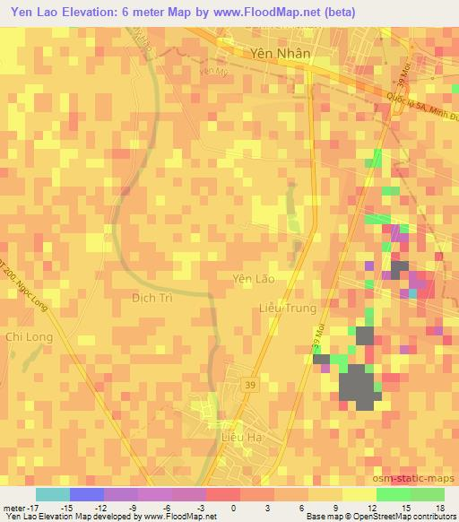 Yen Lao,Vietnam Elevation Map