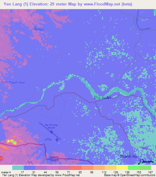 Yen Lang (1),Vietnam Elevation Map