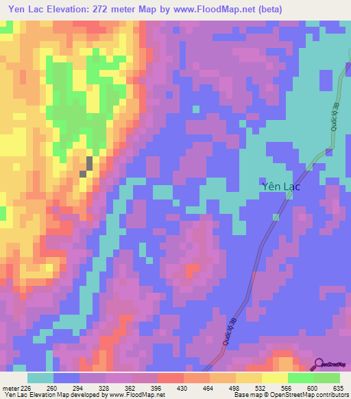 Yen Lac,Vietnam Elevation Map