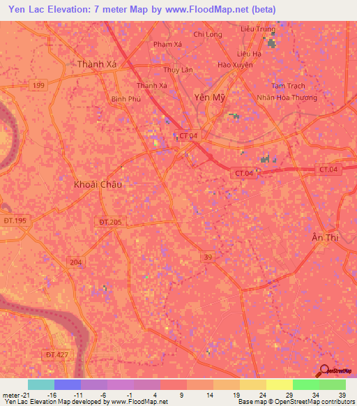 Yen Lac,Vietnam Elevation Map