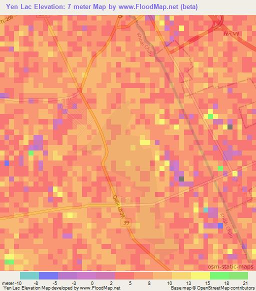 Yen Lac,Vietnam Elevation Map