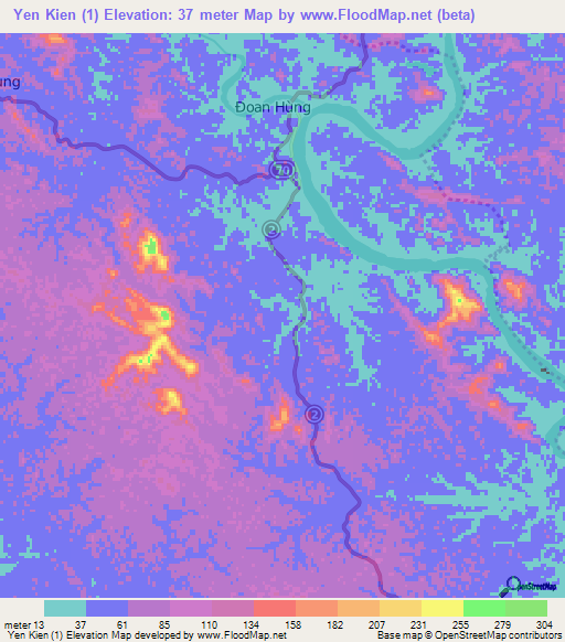 Yen Kien (1),Vietnam Elevation Map