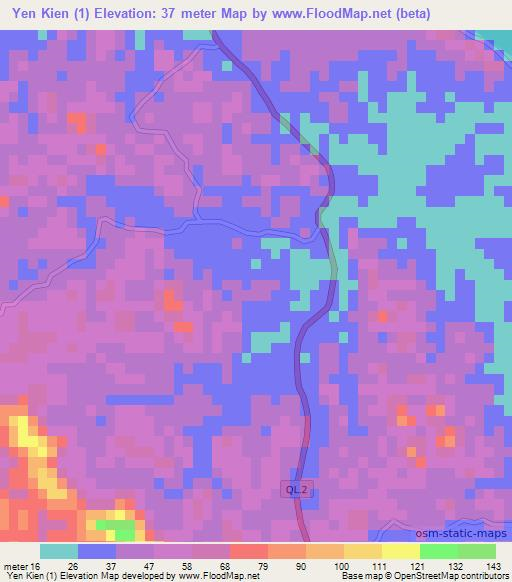 Yen Kien (1),Vietnam Elevation Map