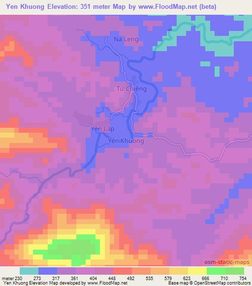 Yen Khuong,Vietnam Elevation Map