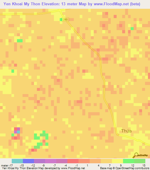 Yen Khoai My Thon,Vietnam Elevation Map