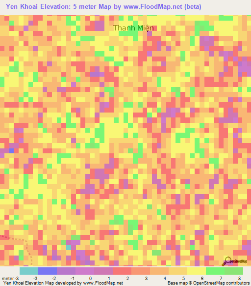 Yen Khoai,Vietnam Elevation Map