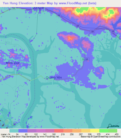 Yen Hung,Vietnam Elevation Map