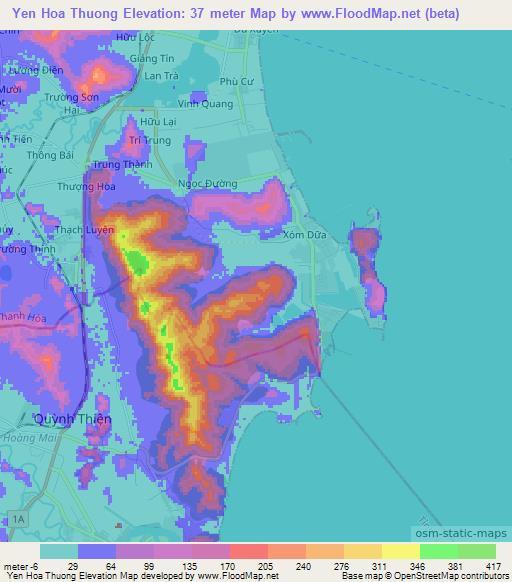 Yen Hoa Thuong,Vietnam Elevation Map