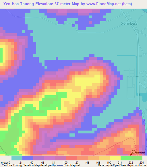 Yen Hoa Thuong,Vietnam Elevation Map