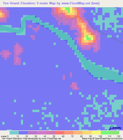 Yen Hoanh,Vietnam Elevation Map