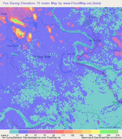 Yen Duong,Vietnam Elevation Map