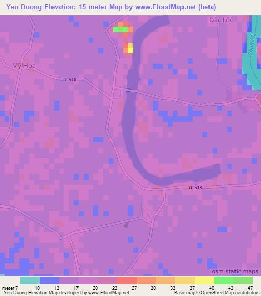 Yen Duong,Vietnam Elevation Map
