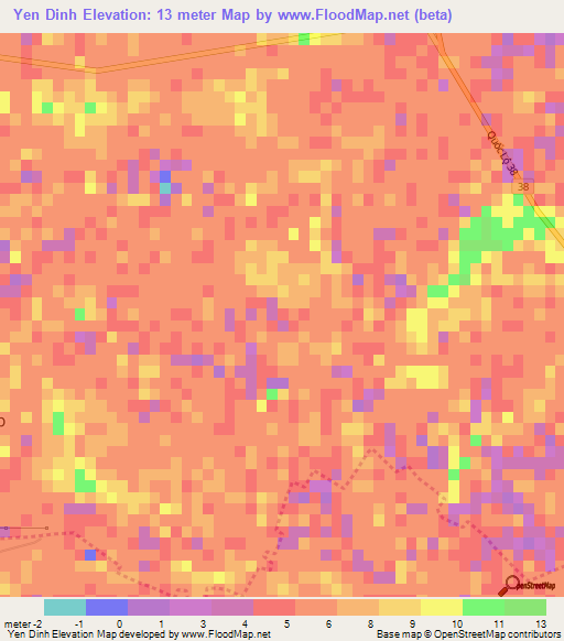 Yen Dinh,Vietnam Elevation Map