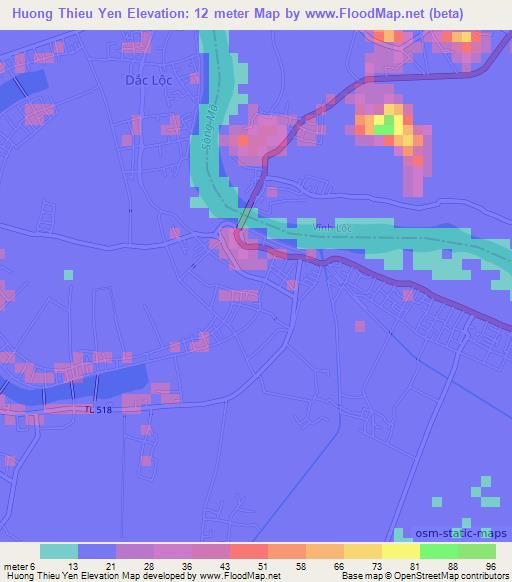 Huong Thieu Yen,Vietnam Elevation Map