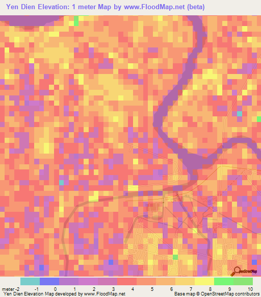 Yen Dien,Vietnam Elevation Map