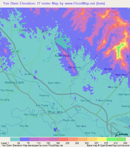 Yen Diem,Vietnam Elevation Map