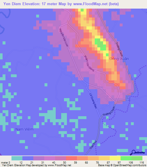 Yen Diem,Vietnam Elevation Map