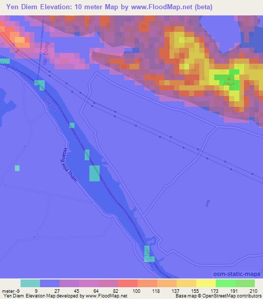 Yen Diem,Vietnam Elevation Map